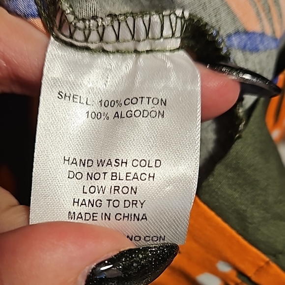 Nwot Green Dress with Orange Floral Pattern L - Picture 4 of 5